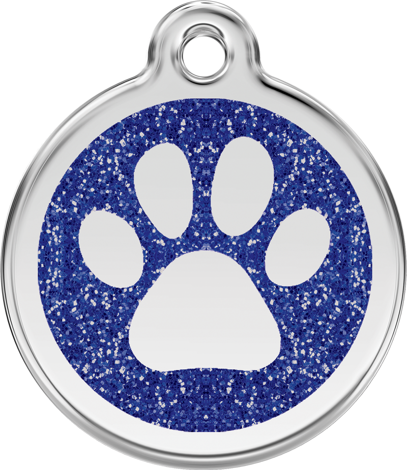 Médaille pour chien avec empreintes de pattes scintillantes