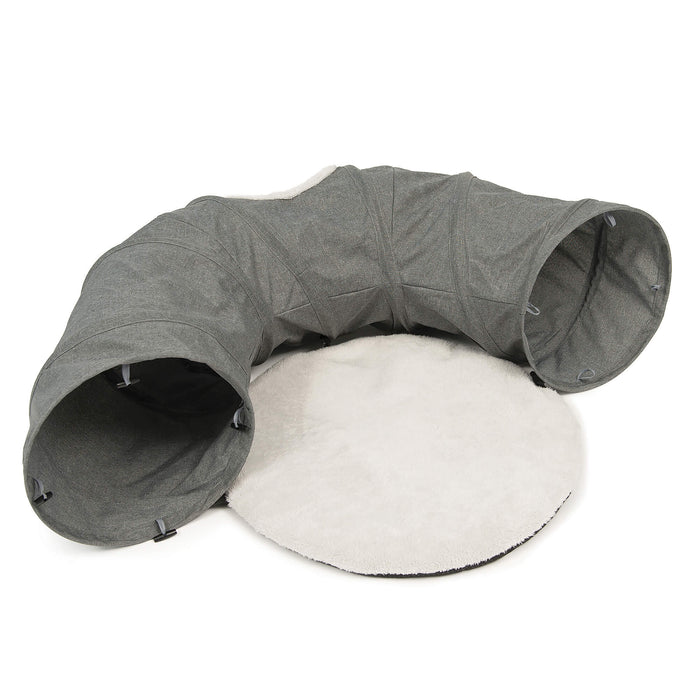 Tunnel pour chat Vesper avec coussin de couchage (gris)