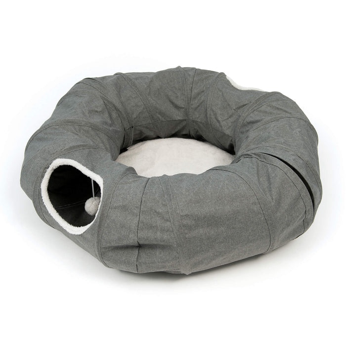 Tunnel pour chat Vesper avec coussin de couchage (gris)