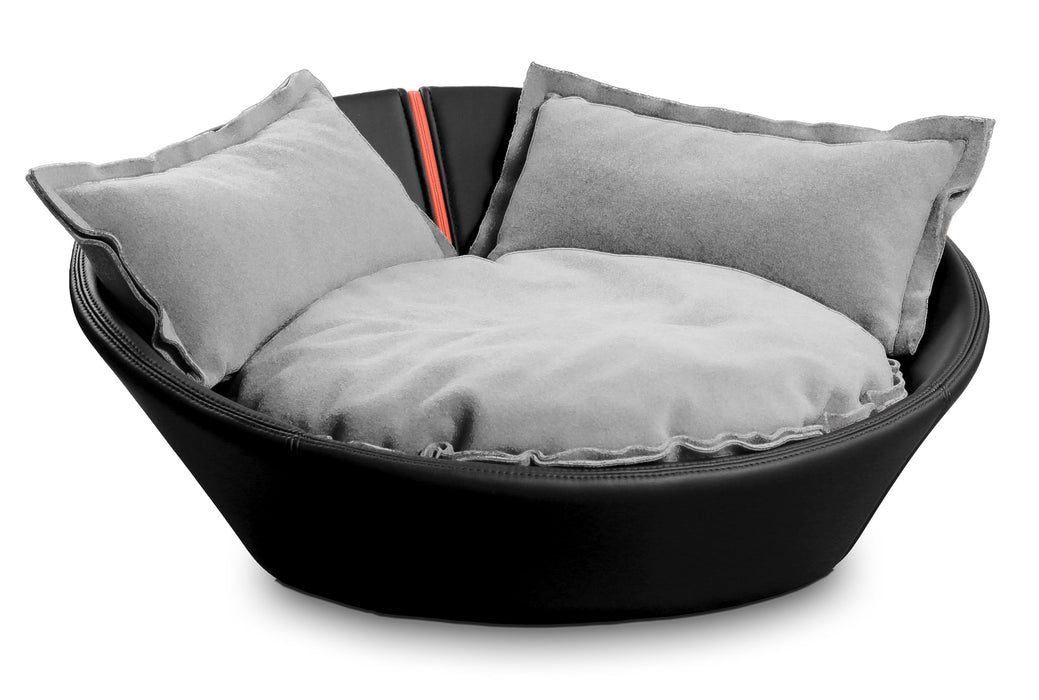 Mila Faux Leather Pet Bed (Black)