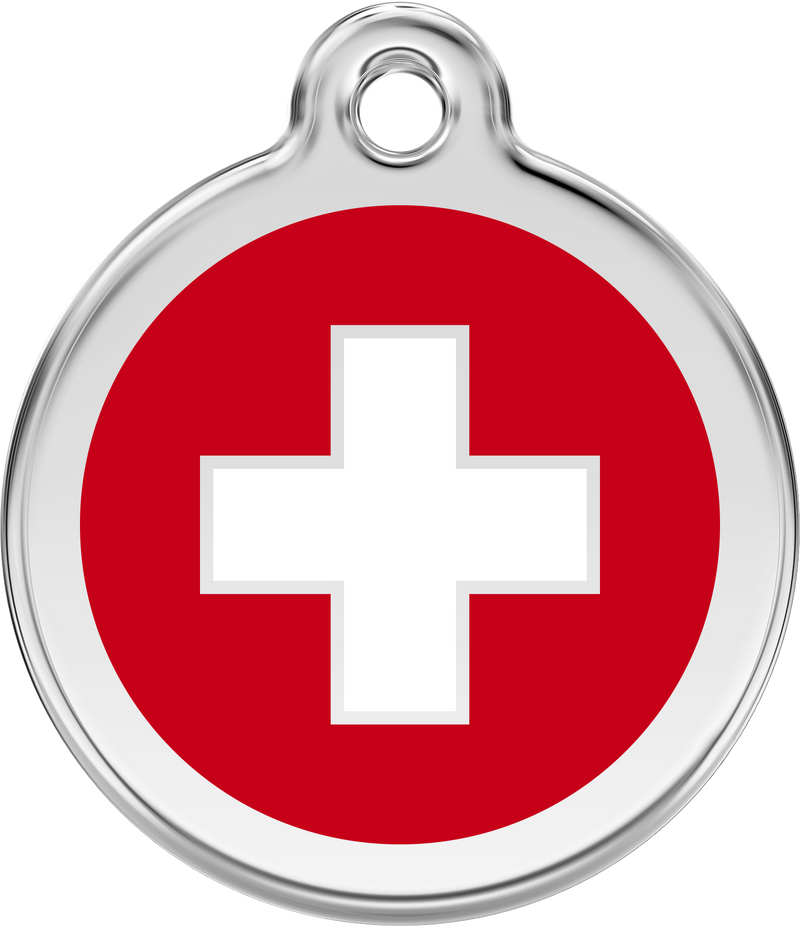 Erkennungsmarke mit Schweizer Flagge